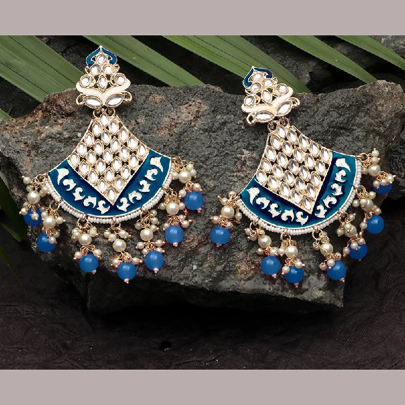 women’s gemstone stud earrings-Darshana Jewels Kundan And Meenakari Dangler Earrings