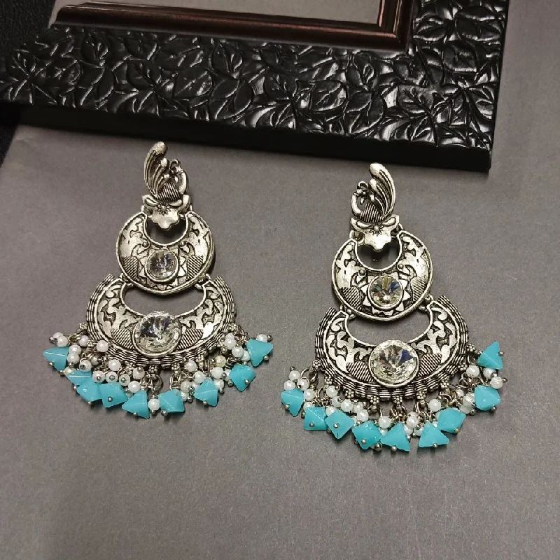 women’s gold and diamond earrings-Darshana Jewels Crystal Stone Silver Plated Dangler Earrings