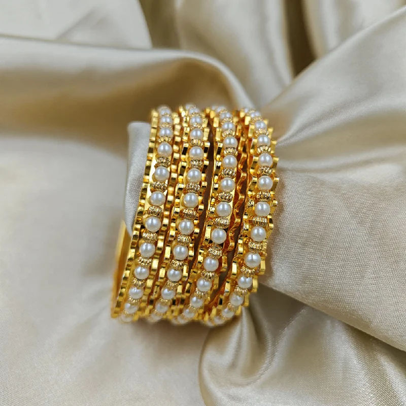 women’s stackable bangles-Manisha Jewellery Gold Plated Beads Bangles Set