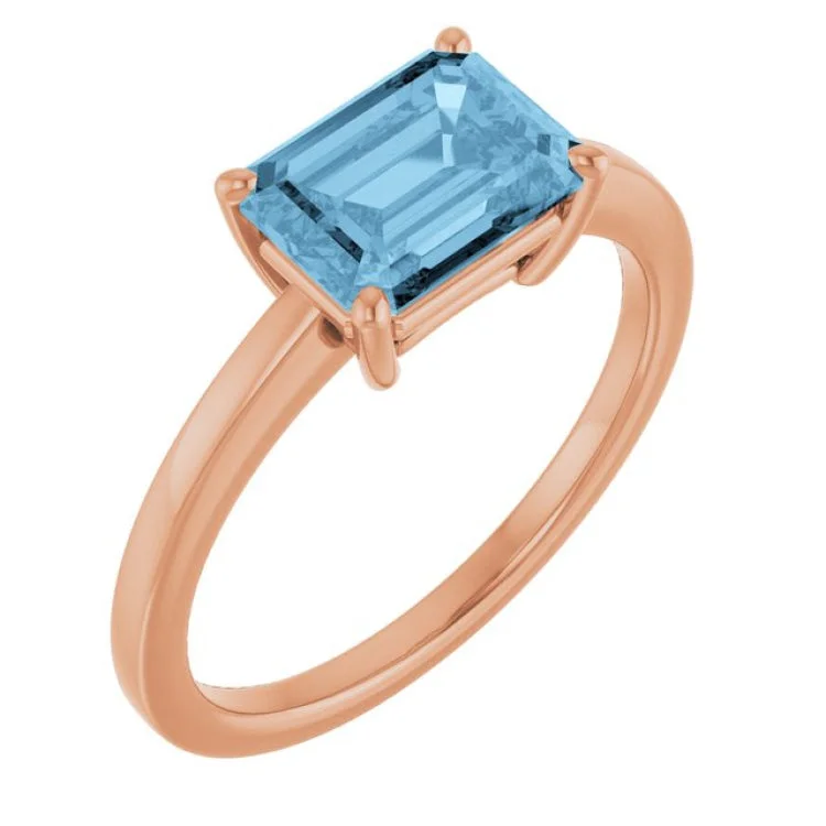 women’s promise rings for couples-14K Rose Natural Sky Blue Topaz Ring