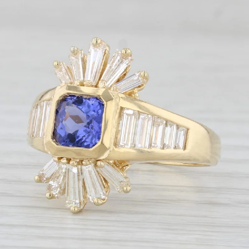 women’s classic diamond engagement ring-2.75ctw Tanzanite Diamond Ring 18k Yellow Gold Size 8.75 Cocktail