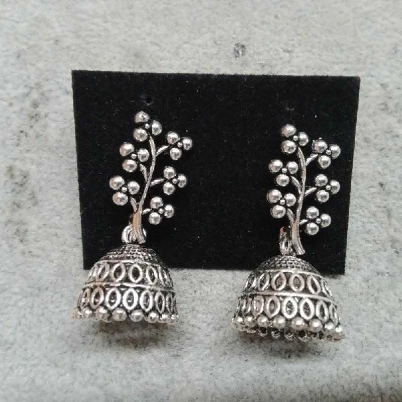 women’s floral earrings-Darshana Jewels Oxidised Plated Pack Of 24  Jhumki Earrings - TAHEAR78