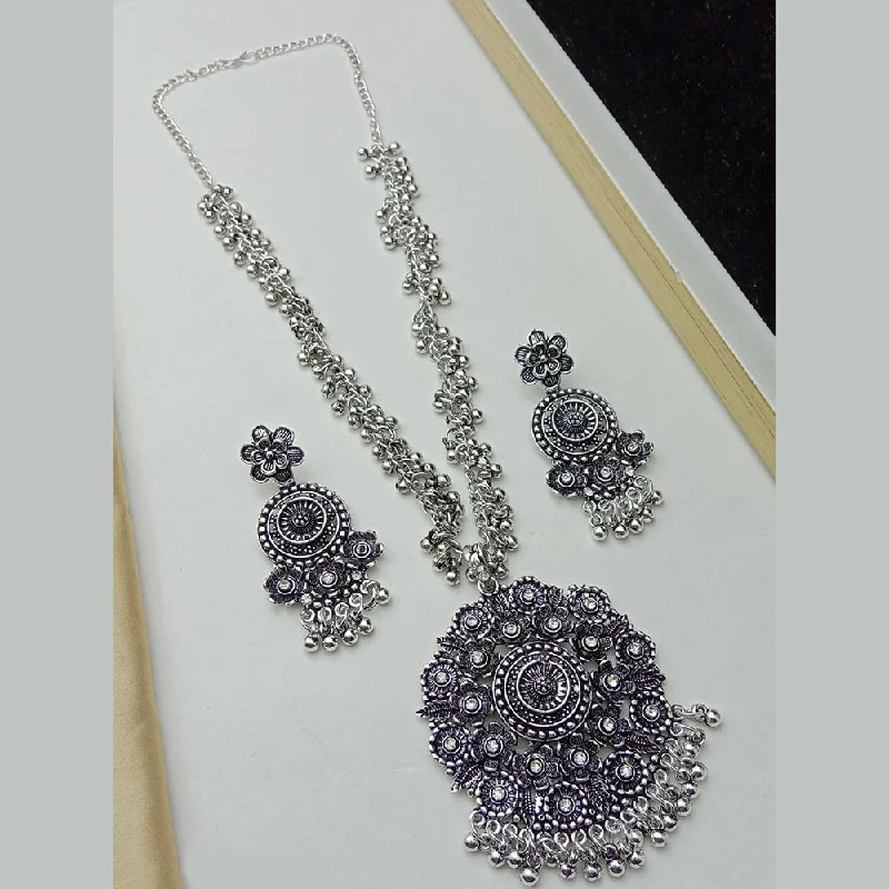 women’s circle necklace-SP Jewellery Oxidised Plated Necklace Set