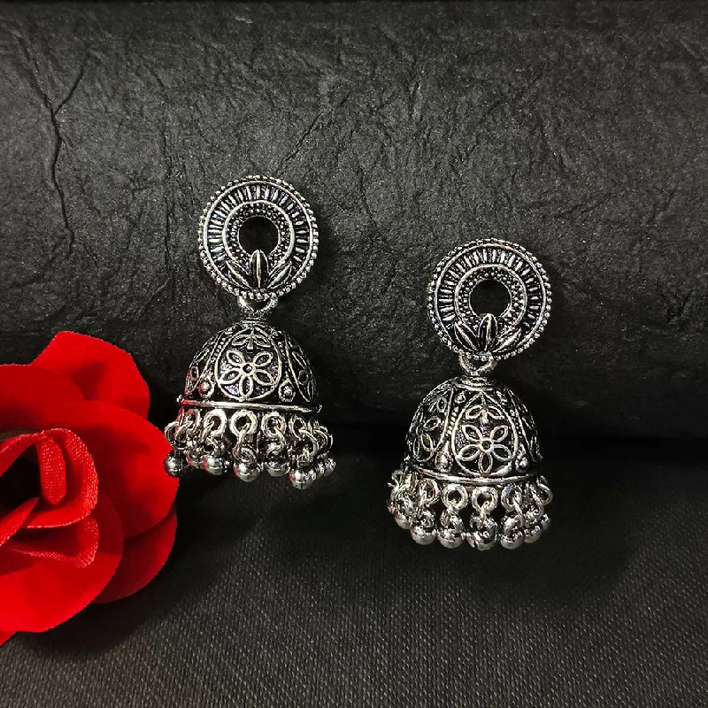 women’s emerald earrings-Darshana Jewels Oxidised Plated Jhumki Earrings