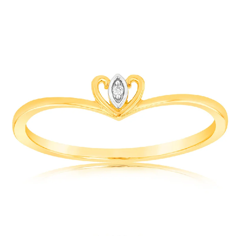 women’s vintage engagement ring-9ct Yellow Gold With 1 Brilliant Cut Diamond Ring