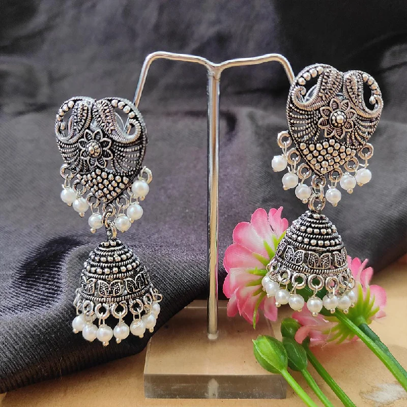 women’s moonstone earrings-Darshana Jewels Oxidised  Plated Jhumki Earrings