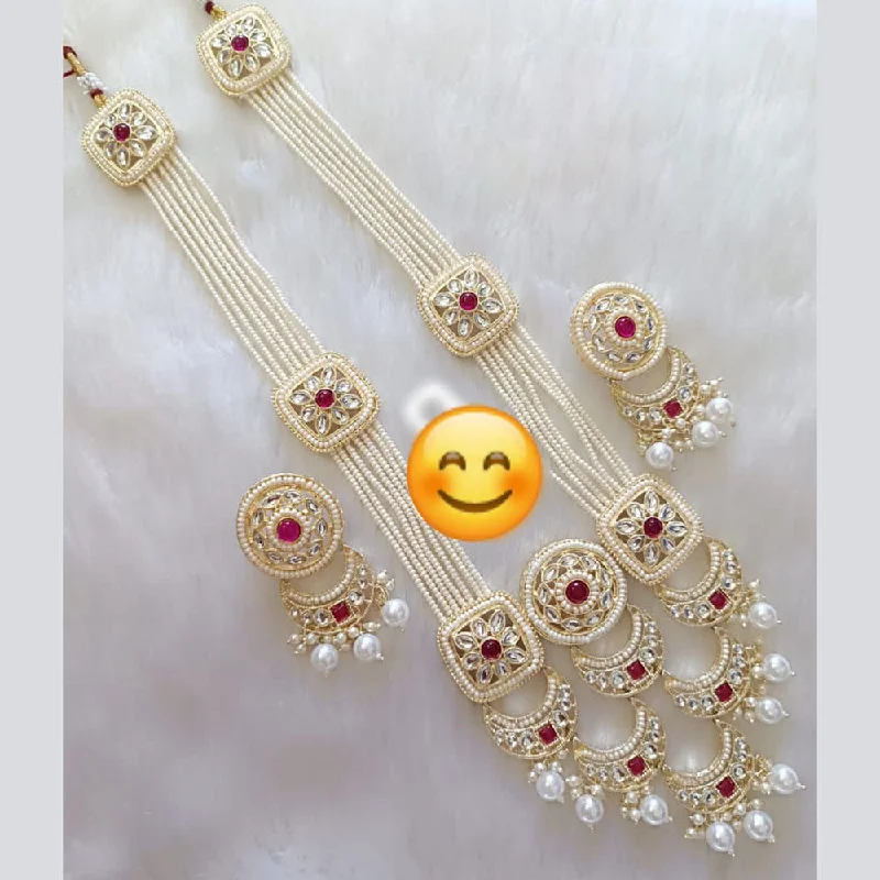 women’s infinity diamond necklace-Manisha Jewellery Gold Plated Kundan Stone And Pearls Necklace Set