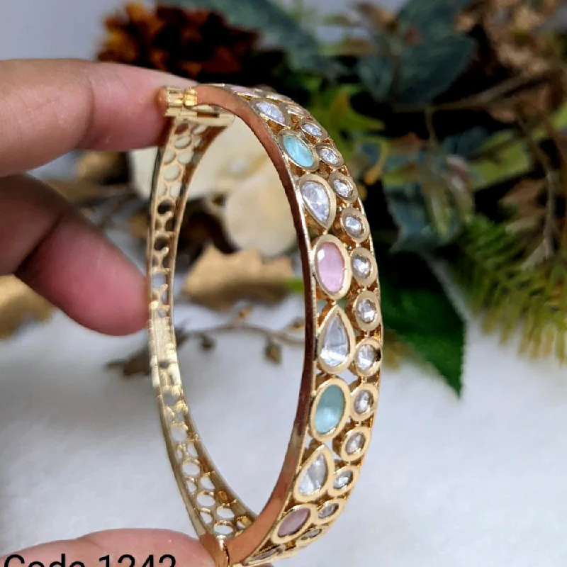 women’s luxury tennis bracelet-Aamrapali Gold Plated Kundan Openable Bangle