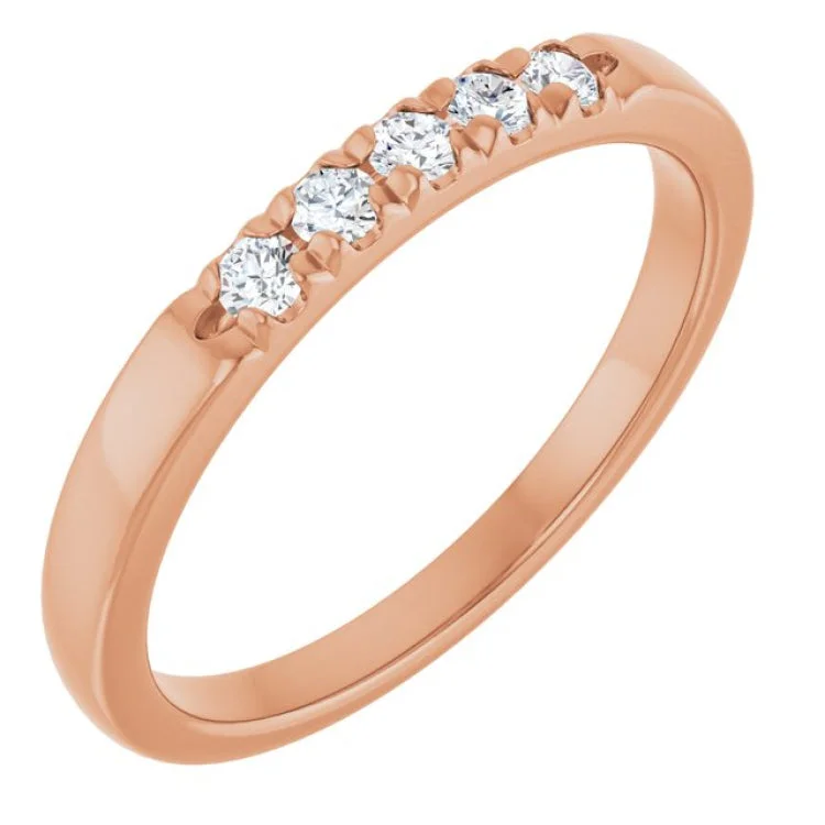 women’s custom wedding ring-14K Rose 1/6 CTW Lab-Grown Diamond  French-Set Anniversary Band