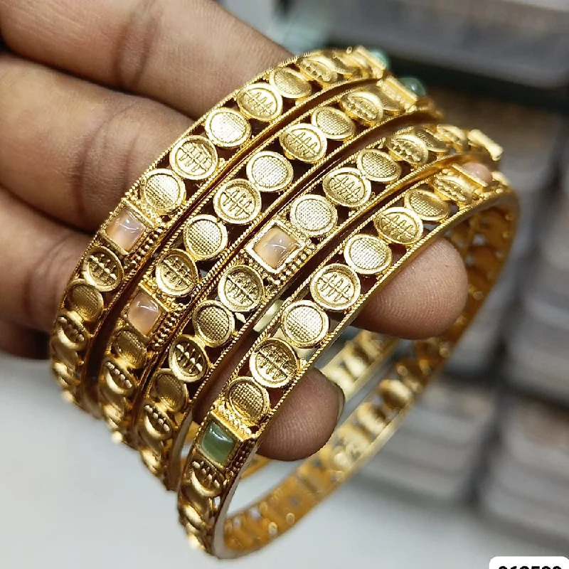 women’s bangles-Rani Sati Jewels Gold  Plated Monalisa Stone  Bangles Set