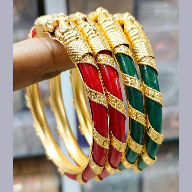 women’s tennis bracelet-Pooja Bangles Gold Plated Acrylic Bangles Set