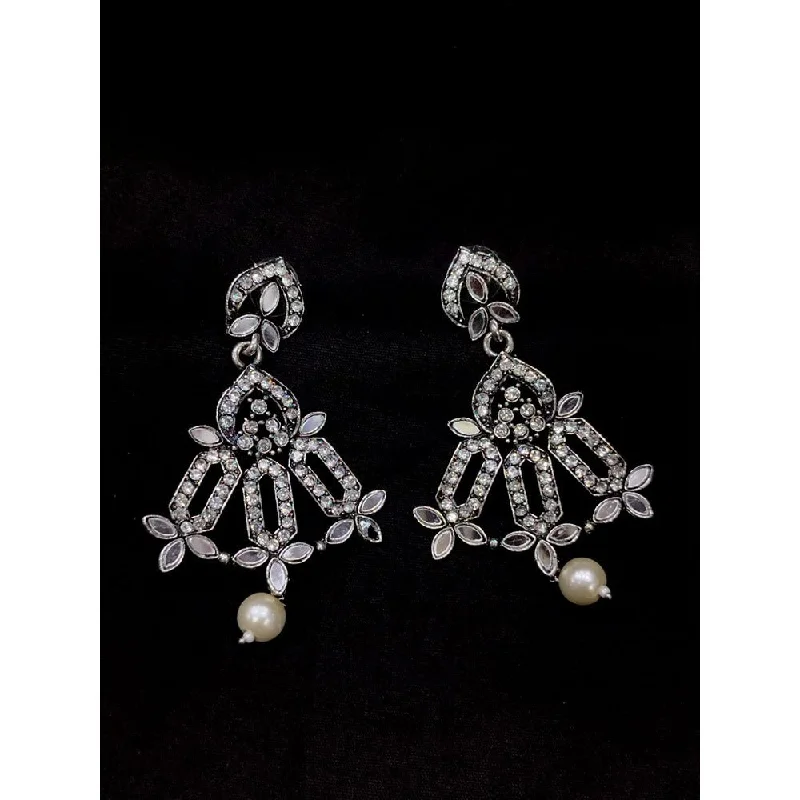 women’s adjustable earrings-Akruti Collection Oxidised Plated Mirror Dangler Earrings