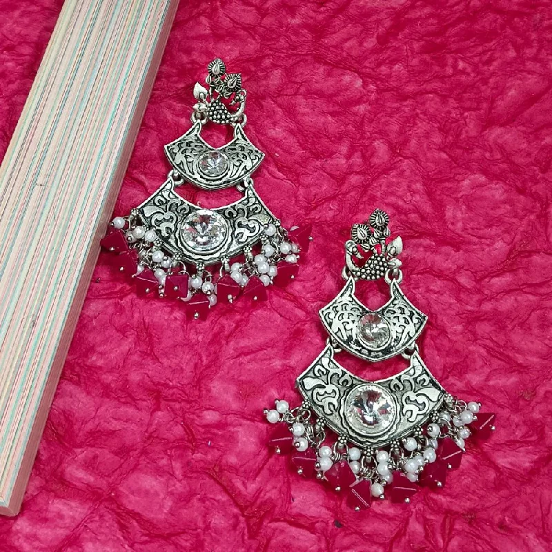 women’s custom stud earrings-Darshana Jewels Crystal Stone Silver Plated Dangler Earrings