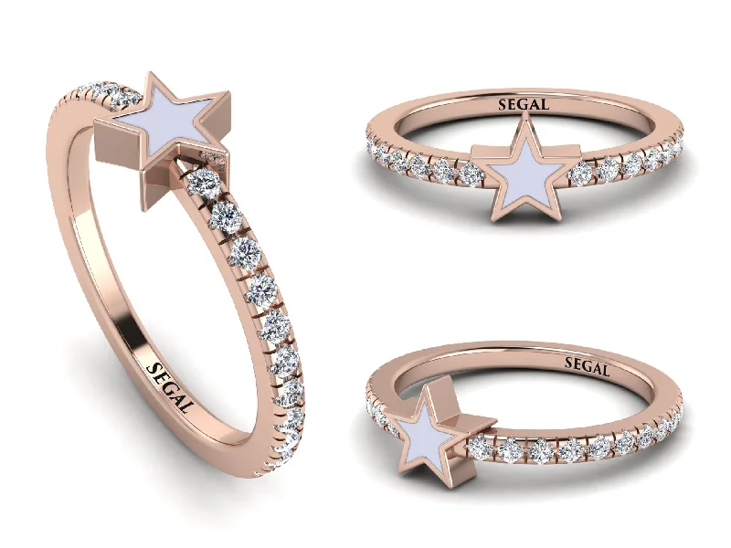 women’s engagement ring set-Elegant Enamel Star Diamond Ring - Star No. 2