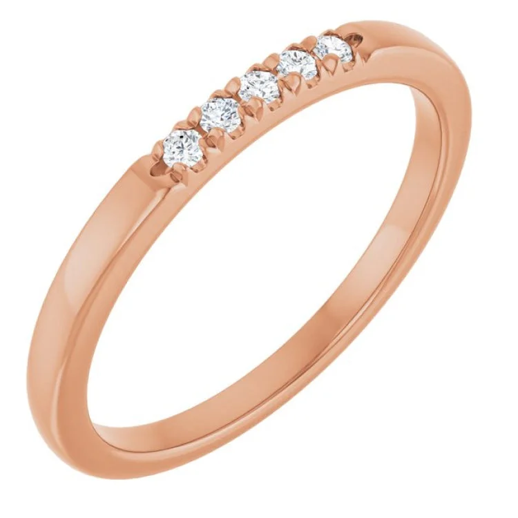 women’s gold wedding band-14K Rose .08 CTW Lab-Grown Diamond  French-Set Anniversary Band