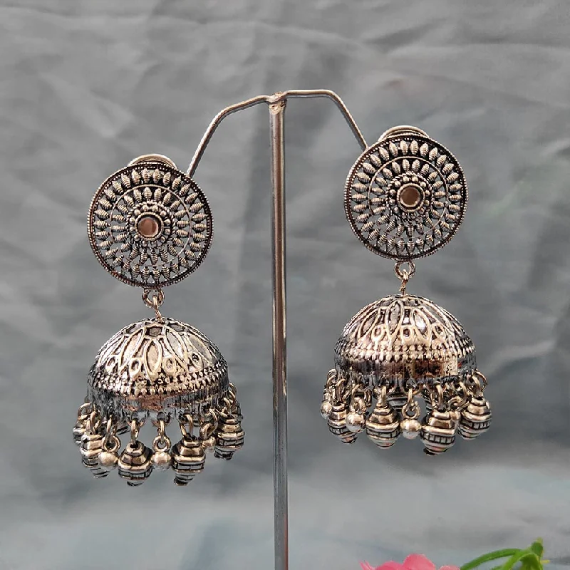 women’s sterling silver stud earrings-Darshana Jewels Oxidised  Plated Jhumki Earrings