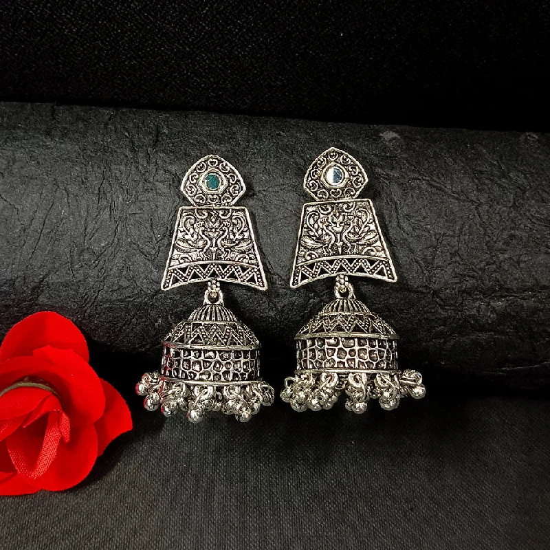 women’s minimalist earrings-Darshana Jewels Oxidised Plated Jhumki Earrings