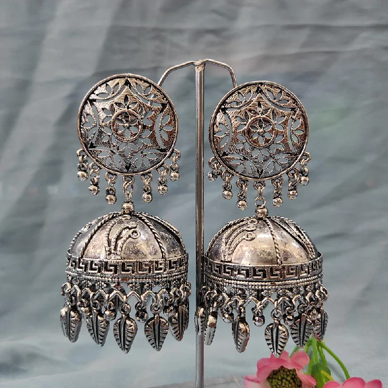 women’s personalized earrings-Darshana Jewels Oxidised  Plated Jhumki Earrings