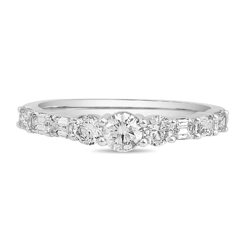 women’s bridal engagement ring-Three Stone Round Diamond Ring