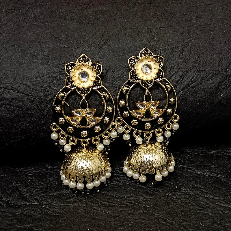 women’s geometric earrings-Darshana Jewels Gold Plated Meenakari Jhumki Earrings