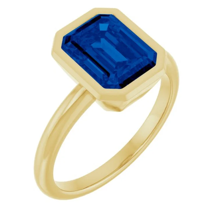 women’s infinity ring-14K Yellow Lab-Grown Blue Sapphire Ring