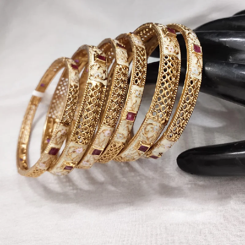 women’s chic bracelet-Lucentarts Jewellery Gold Plated Meenakari Bangles Set