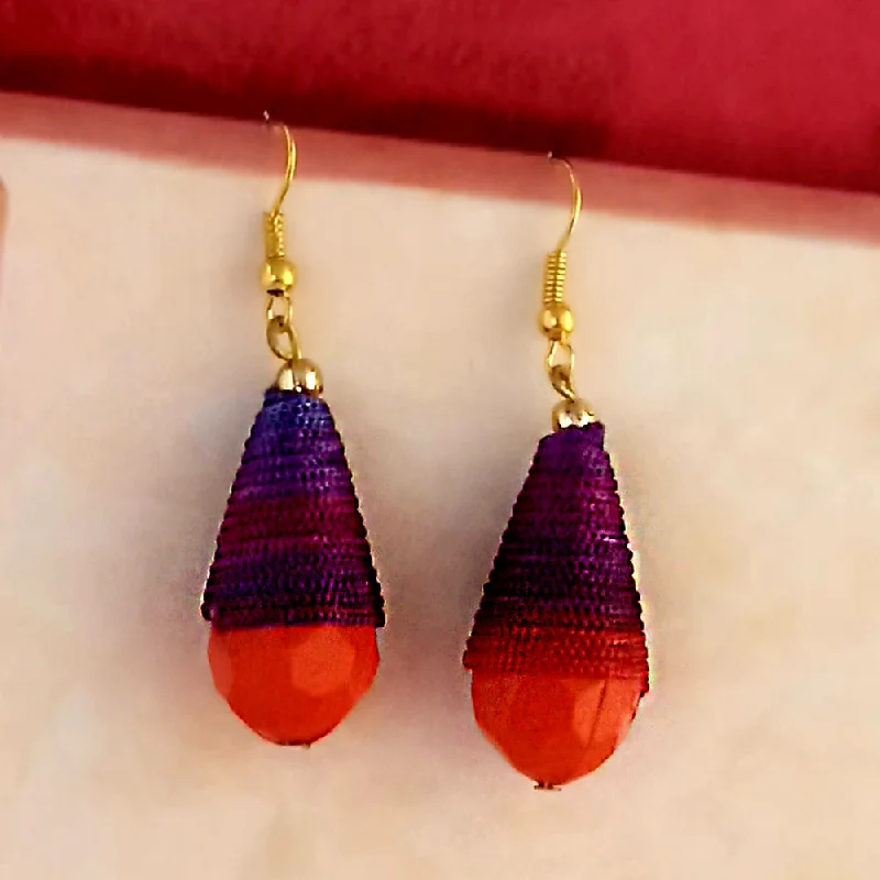 women’s gemstone drop earrings-Jeweljunk Multi Gold Plated Thread Pom Pom Earrings