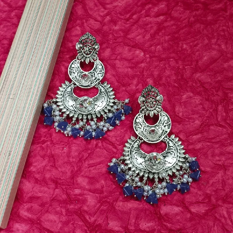 women’s drop earrings for women-Darshana Jewels Crystal Stone Silver Plated Dangler Earrings