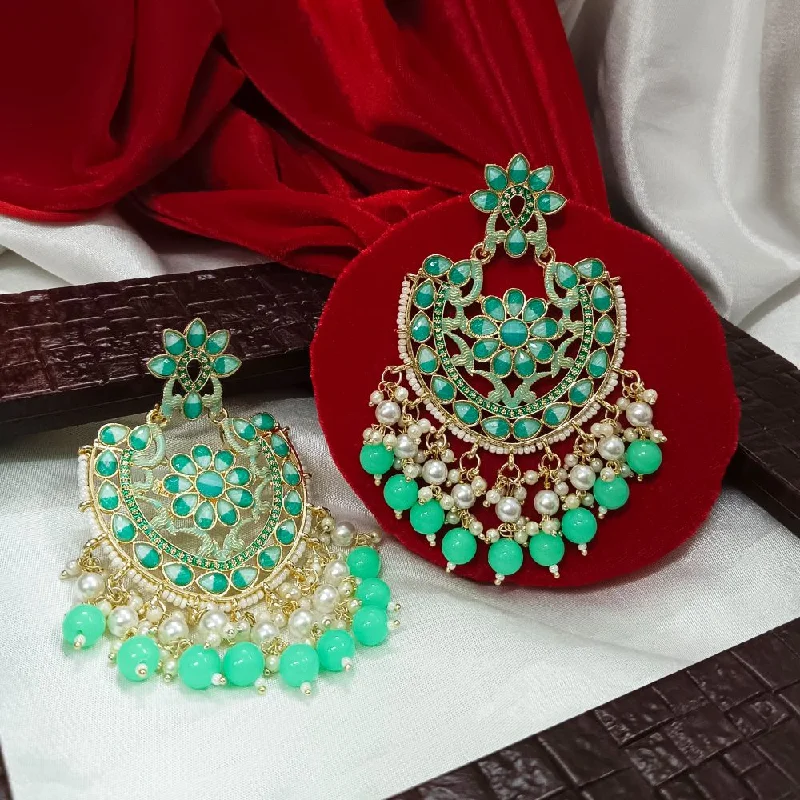 women’s fancy earrings-Darshana Jewels Meenaakri & Beads Gold Plated Dangler Earrings