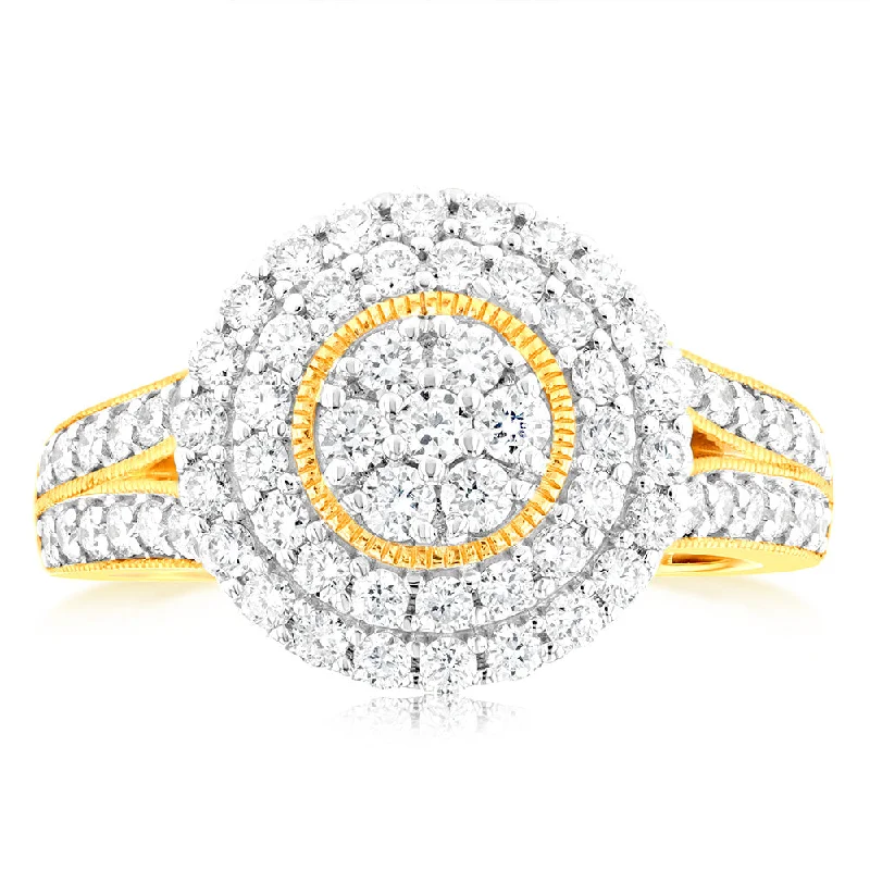 women’s radiant cut gemstone engagement ring-Luminesce Lab Grown 1 Carat Diamond Ring in 9ct Yellow Gold