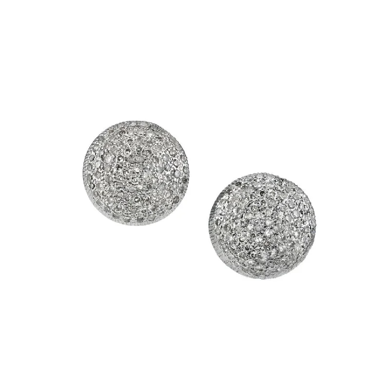 women’s matching earrings-Diamond Domed Stud Earrings  E0000372