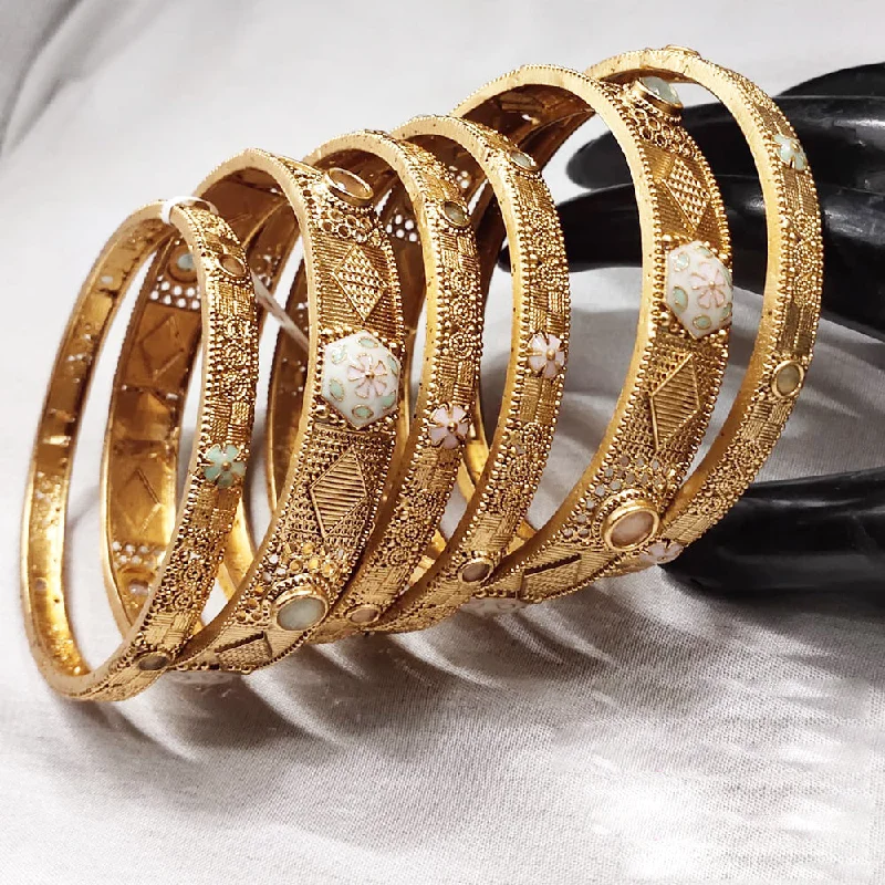 women’s crystal bangles-Lucentarts Jewellery Gold Plated Meenakari Bangles Set