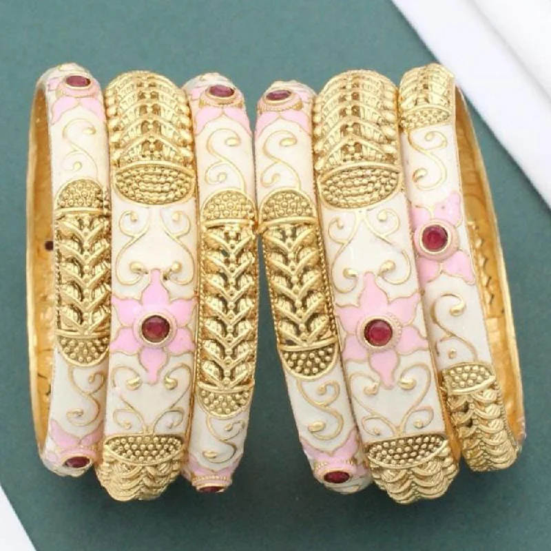 women’s cuff bangle-Manisha Jewellery Gold Paled Meenakari Bangles Set