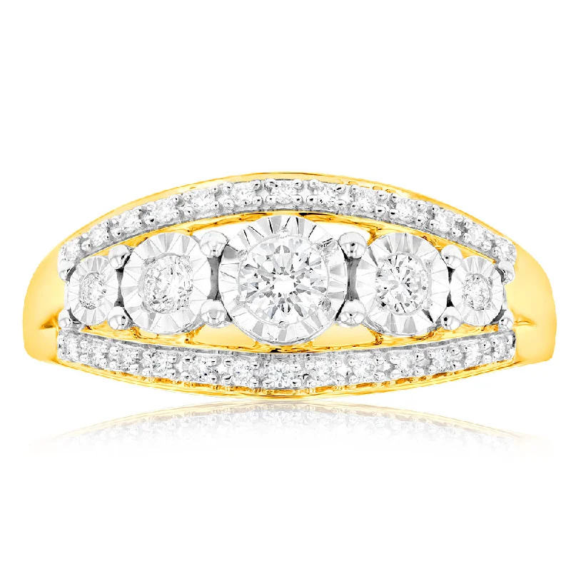 women’s luxury gold engagement ring-Luminesce Lab Grown 9ct Yellow Gold 1/3 Carat Diamond Ring