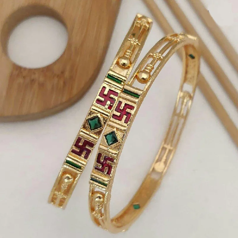 women’s cuff bangle-H K Fashion Gold Plated Bangle Set