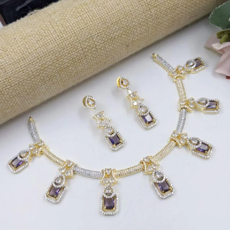 women’s luxury diamond necklace-Aamrapali Gold Plated Austrian Stone Necklace Set