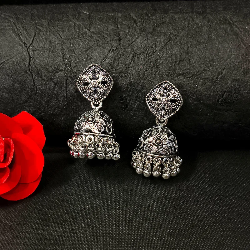 women’s personalized earrings-Darshana Jewels Oxidised Plated Jhumki Earrings