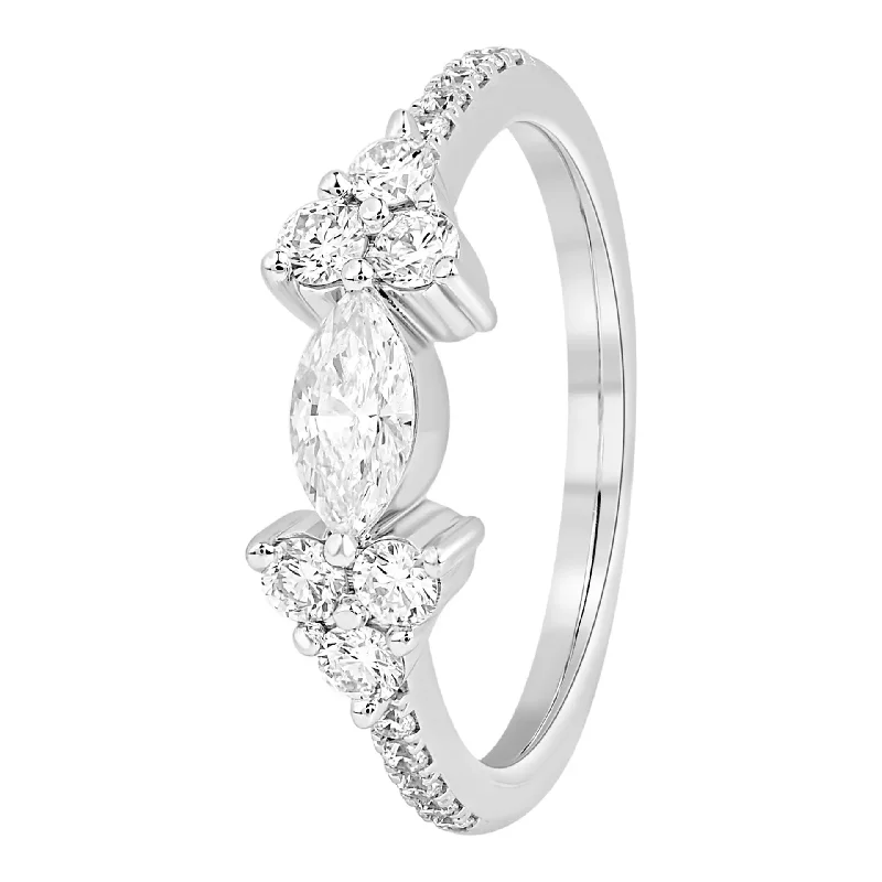 women’s boho engagement ring-Marquise Bridge Diamond Ring