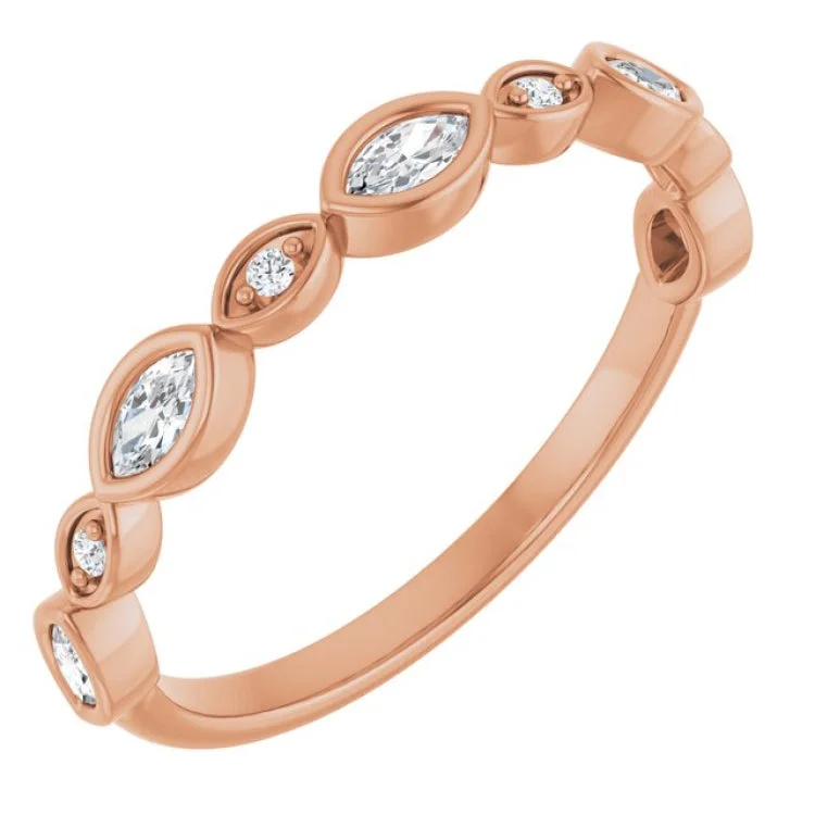 women’s multi-stone ring-14K Rose 1/4 CTW Lab-Grown Diamond  Anniversary Band