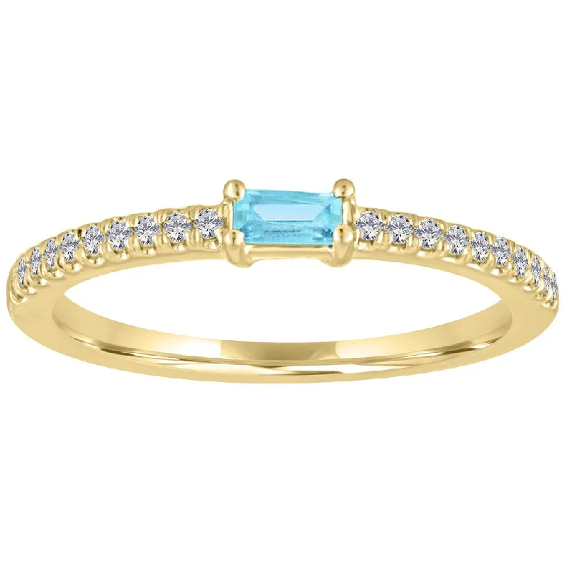 women’s chic engagement ring-My Story "The Julia" Baguette Aqua Diamond Ring