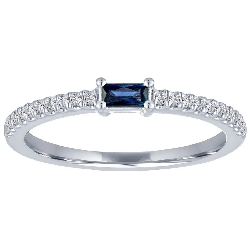 women’s elegant engagement ring-My Story "The Julia" Baguette Sapphire Diamond Ring