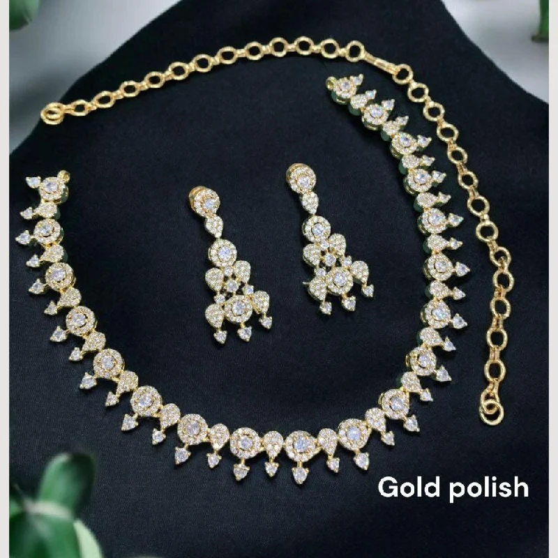 women’s delicate necklace-Sona Creation Gold Plated Austrian Stone Necklace Set