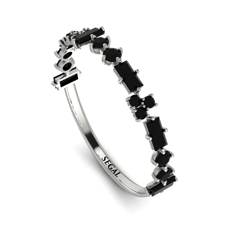 women’s white gold diamond engagement ring-Eternity Mix Black Diamond Ring - Jocelyn No. 9