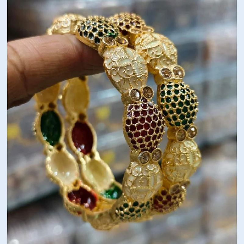 women’s diamond bracelet-Kavita Art Gold Plated Meenakari Bangles Set