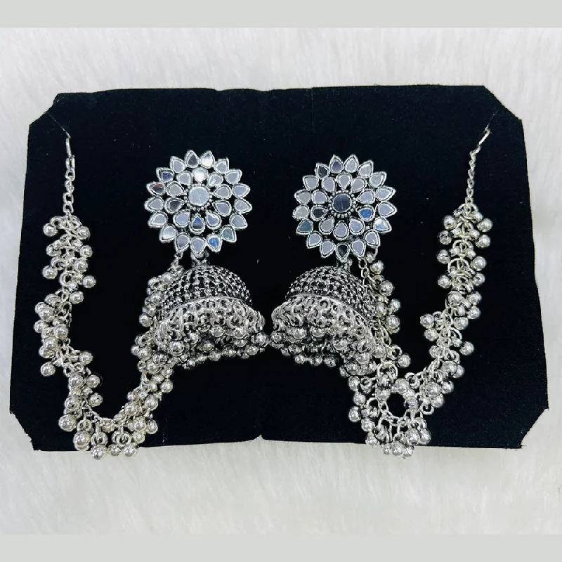 women’s bohemian earrings-Manisha Jewellery Oxidised Plated Mirror Kanchain Jhumki Earrings