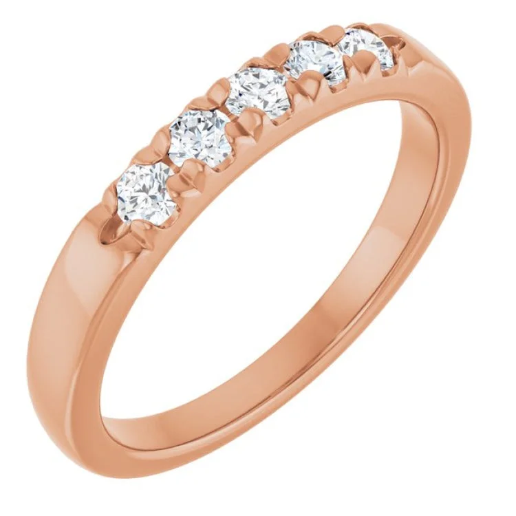 women’s promise rings for couples-14K Rose 1/3 CTW Lab-Grown Diamond  French-Set Anniversary Band