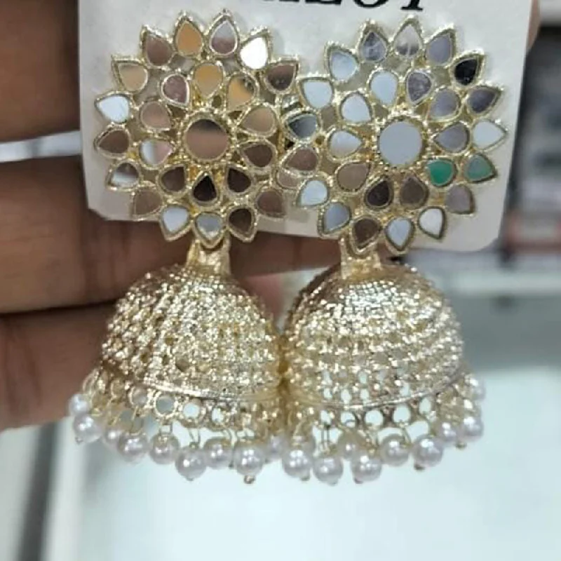 women’s luxury diamond drop earrings-Kavita Art Gold Plated Mirror Jhumki Earrings