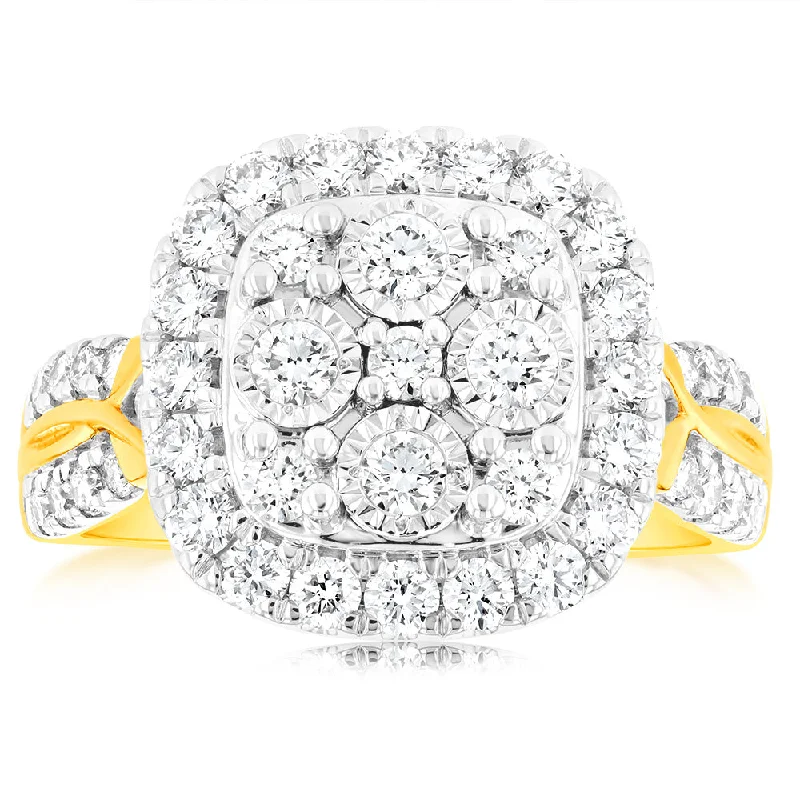 women’s engagement ring with side stones-Luminesce Lab Grown 9ct Yellow Gold 1 Carat Diamond Ring