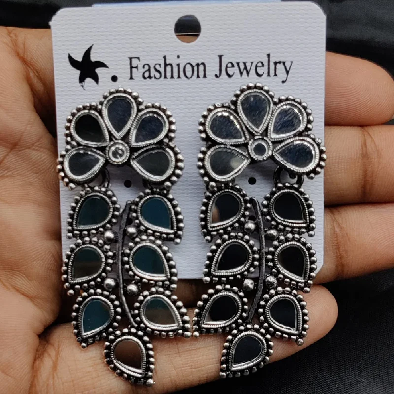 women’s vintage earrings-Manisha Jewellery Oxidised Plated Mirror Dangler Earrings