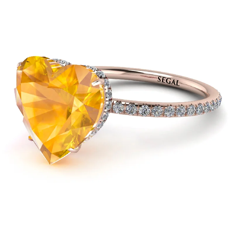 women’s solitaire engagement ring-Heart Shape Yellow Diamond Ring - Noelle No. 1002